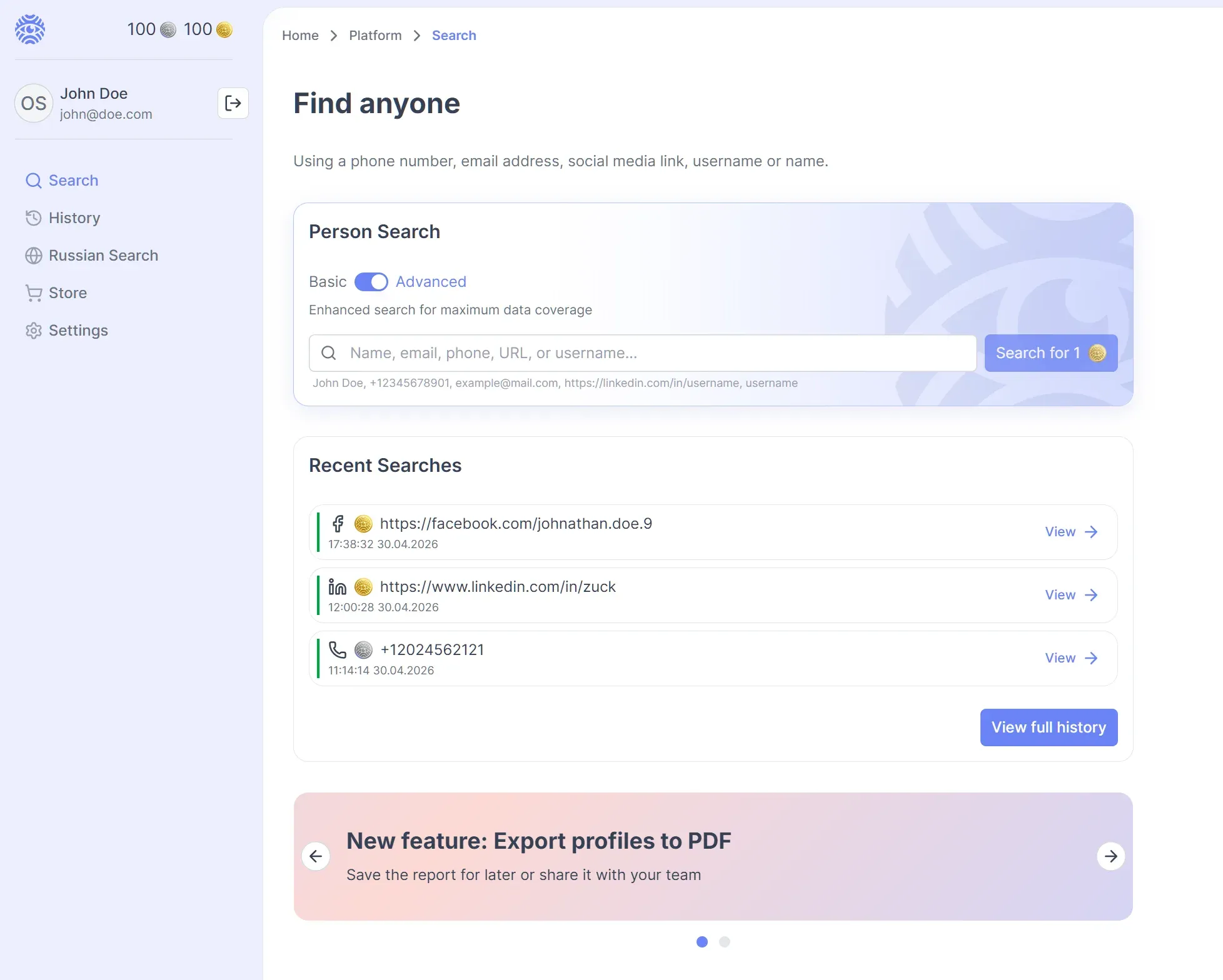 X-Ray Contact platform preview